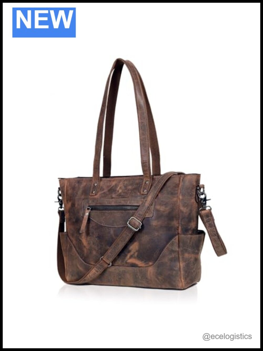 Genuine Leather Tote Bag Women Large Shoulder Handbag Vintage Purse Work Travel